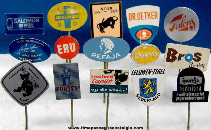 (15) Different Old Netherlands Advertising Pins
