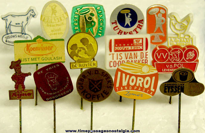 (15) Different Old Netherlands Food or Restaurant Advertising Pins