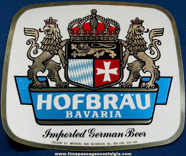 (4) Large Colorful Old Unused Hofbrau Beer Advertising Store Stickers