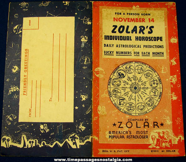 1941 Zolar’s Individual Horoscope For November 14th