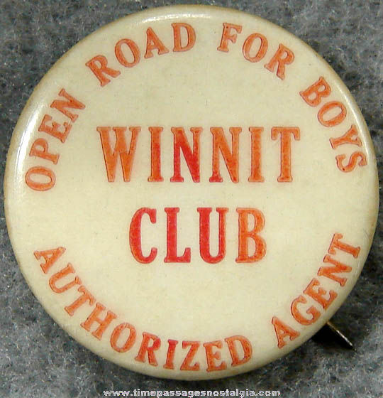 Old Winnit Club Agent Celluloid Pin Back Button