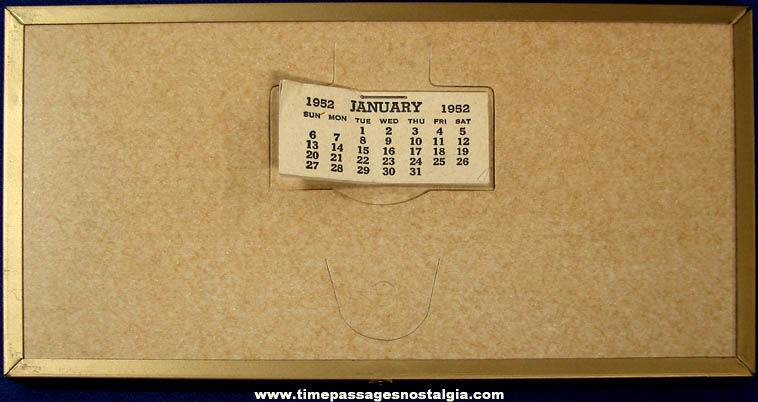 Unused 1952 Lowell Massachusetts Jeweler Advertising Premium Thermometer & Calendar