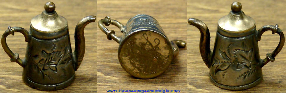 Old Engraved Miniature Metal Tea Pot