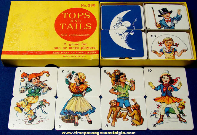 Colorful Old Boxed Tops and Tails Card Game