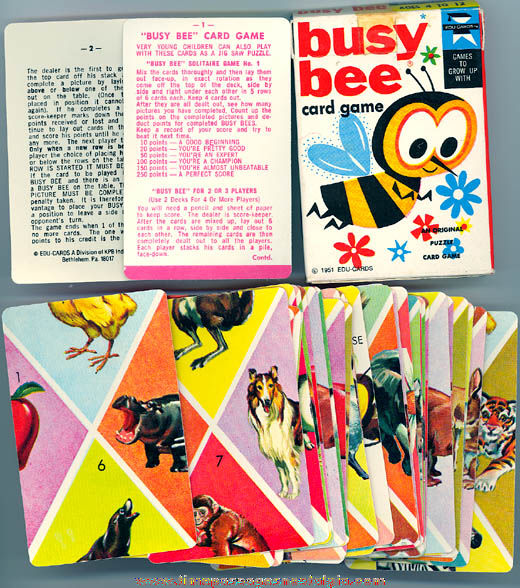 Colorful 1951 Boxed Edu Cards Busy Bee Card Game