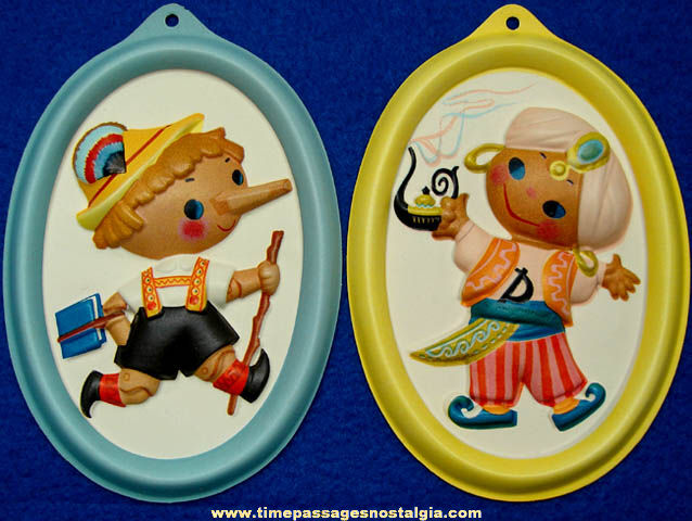 (2) Colorful Old Nursery Rhyme or Fairy Tale Character Vacuform Wall Plaques
