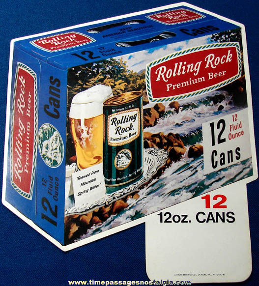 (6) Large Colorful Old Unused Rolling Rock Beer Advertising Store Stickers