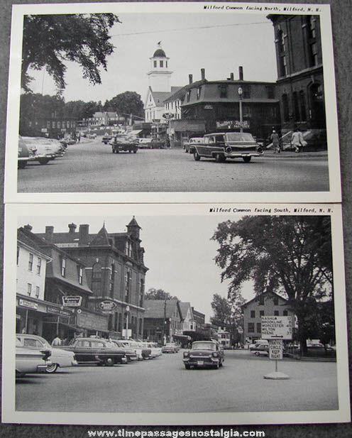 (2) Different 1950s Downtown Milford New Hampshire Picture Post Cards