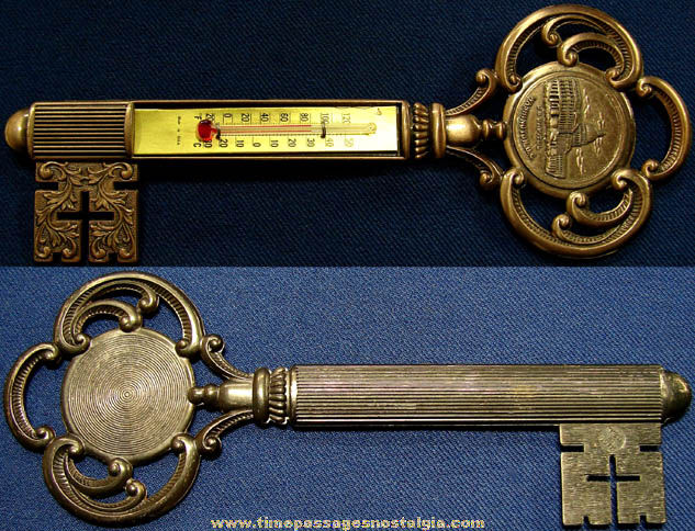 Old Metal Washington, D.C. Advertising Souvenir Key with Thermometer