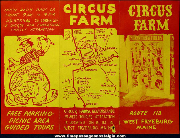 Colorful Old West Fryeburg Maine Circus Farm Advertising Brochure