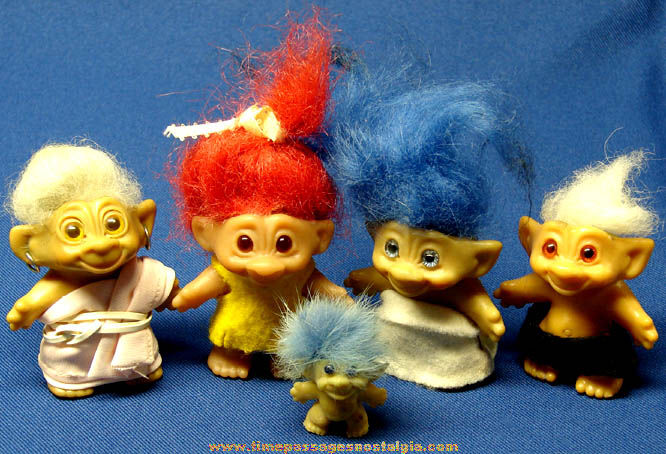 (5) Different Old Wishnik Troll Character Doll Figures