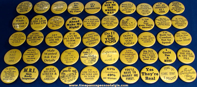 (50) Different Old Pin Back Buttons With Sayings
