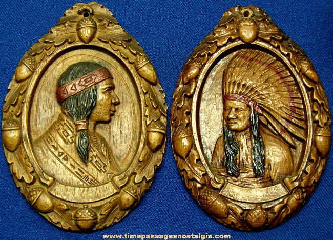 (2) Different Old Native American Indian Syroco Wall Plaques