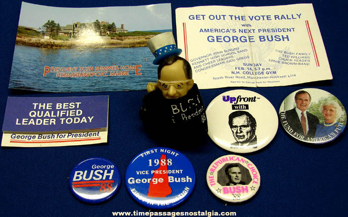 (9) 1988 United States President George H. W. Bush Political Campaign Items