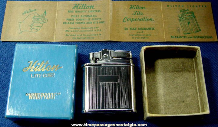 Old Unused Boxed Hilton Windproof Cigarette Lighter