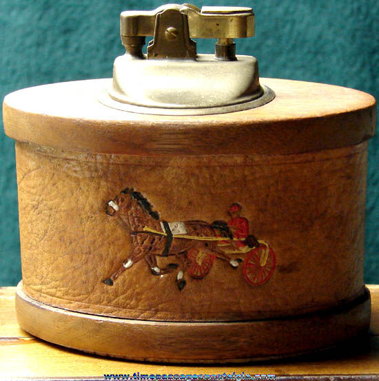 Old Harness Horse Racing Cigarette Table Lighter