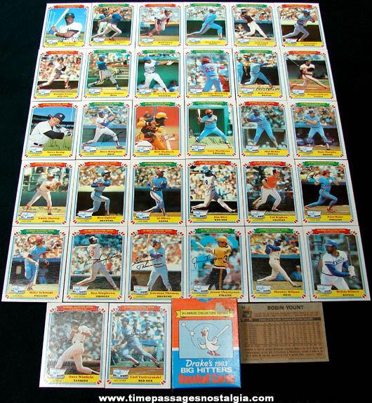 Set of (33) Boxed 1983 Drakes Bakery Advertising Baseball Cards