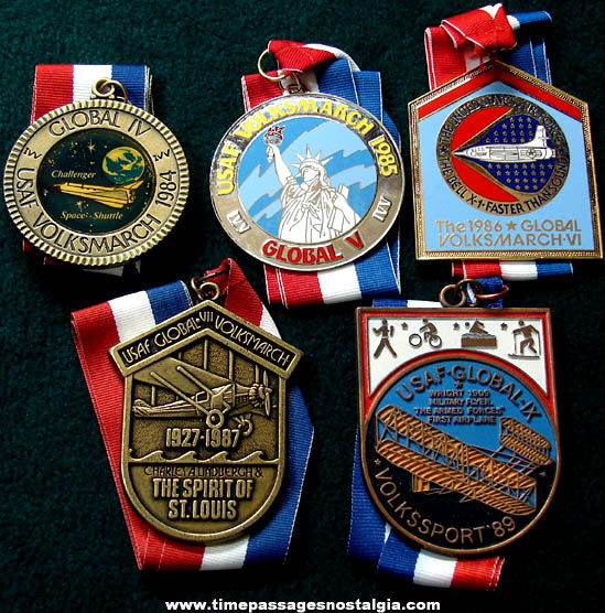 (5) Different United States Air Force Global Volksmarch Advertising Award Medals