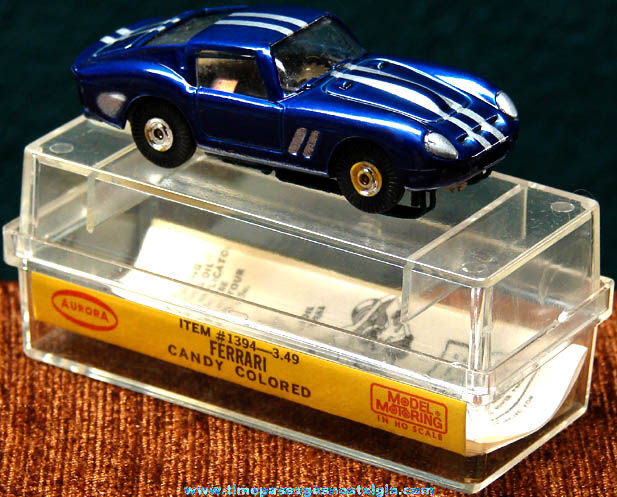 Boxed 1960s Candy Colored Blue Ferrari Aurora Slot Car