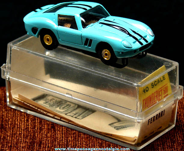 Boxed 1960s Turquoise Blue Ferrari Aurora Slot Car