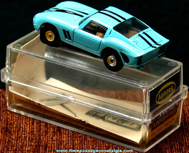 Boxed 1960s Turquoise Blue Ferrari Aurora Slot Car