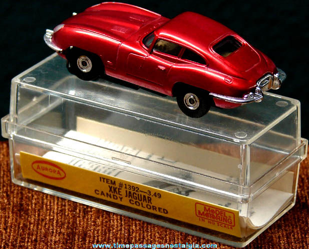 Boxed 1960s Candy Colored Red XKE Jaguar Aurora Slot Car