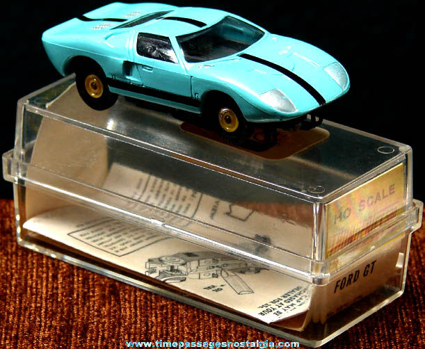 Boxed 1960s Turquoise Blue Ford GT Aurora Slot Car