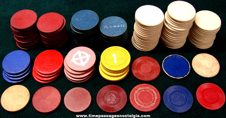(126) Old Mixed Card Game Poker Chips