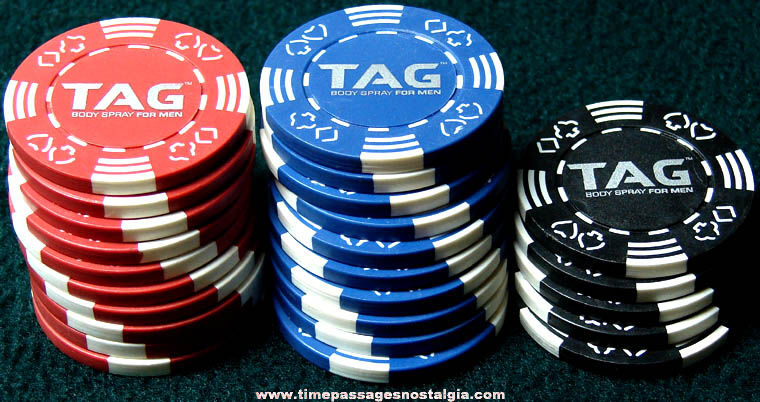 (25) Tag Body Spray Advertising Card Game Poker Chips