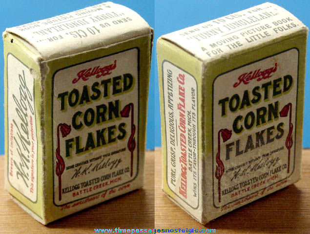 Colorful Old Miniature Kellogg’s Corn Flakes Cereal Advertising Box
