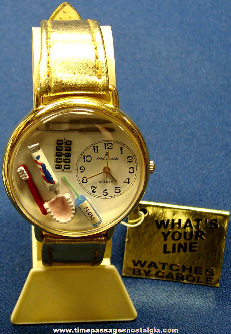 Colorful Old Unused Dentist Career or Occupational Wrist Watch With Display Stand