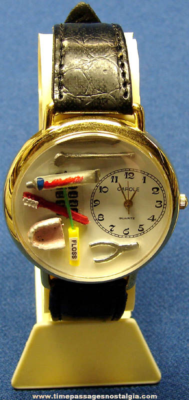 Colorful Old Unused Dentist Career or Occupational Wrist Watch With Display Stand