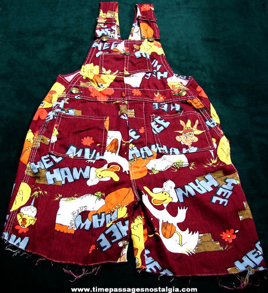 Colorful Old HEE HAW Television Show Advertising Bib Overall Shorts