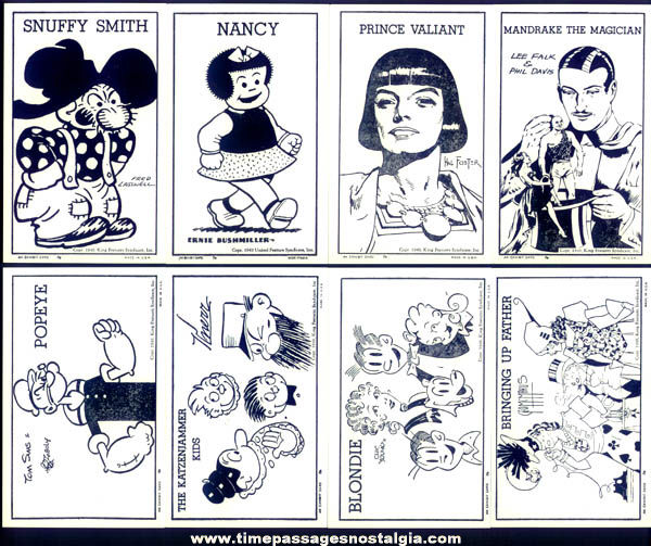 (16) ©1949 Comic Strip & Cartoon Character Exhibit Supply Arcade Cards
