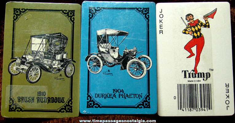 (3) Old Unopened Antique Auto Playing Card Decks