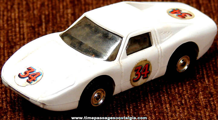 1960s White Porsche Atlas Slot Car With Stickers