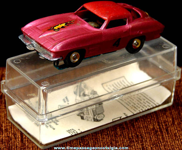 Boxed 1960s Maroon Chevrolet Corvette Aurora Slot Car
