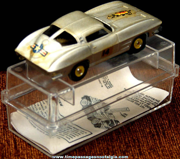 Boxed 1960s Silver Chevrolet Corvette Aurora Slot Car