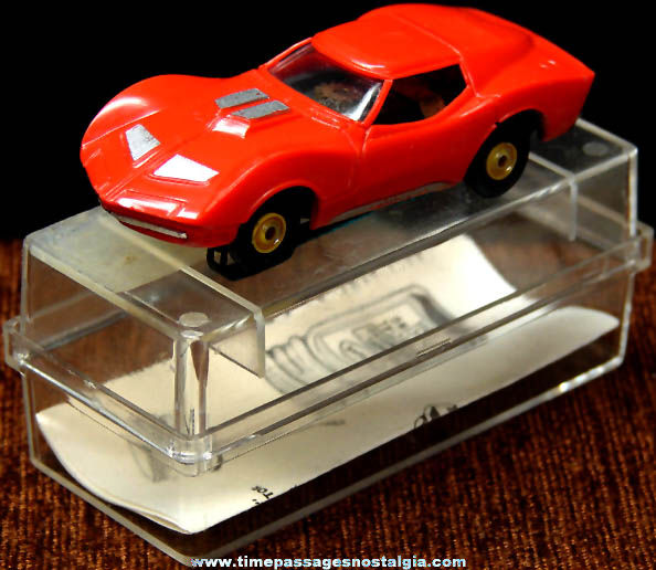 Boxed 1960s Red Chevrolet Corvette Mako Shark Aurora Slot Car