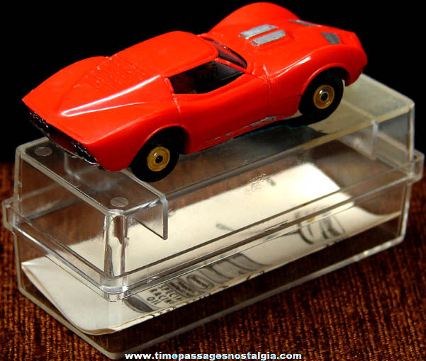 Boxed 1960s Red Chevrolet Corvette Mako Shark Aurora Slot Car