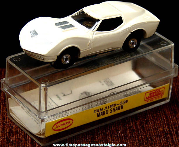 Boxed 1960s White Chevrolet Corvette Mako Shark Aurora Slot Car