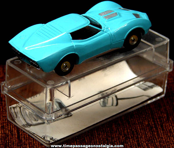 Boxed 1960s Turquoise Blue Chevrolet Corvette Mako Shark Aurora Slot Car