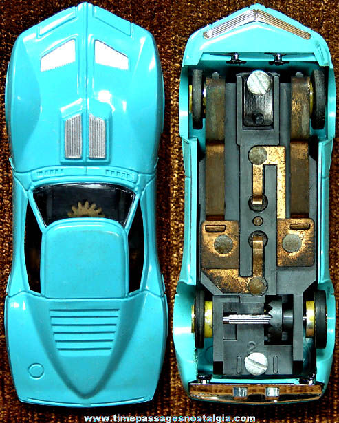 Boxed 1960s Turquoise Blue Chevrolet Corvette Mako Shark Aurora Slot Car