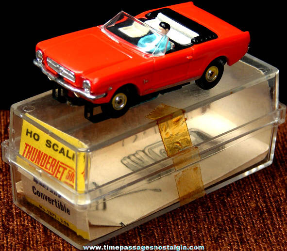 Boxed 1960s Red Ford Mustang Convertible Aurora Slot Car