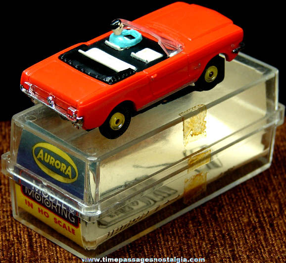 Boxed 1960s Red Ford Mustang Convertible Aurora Slot Car