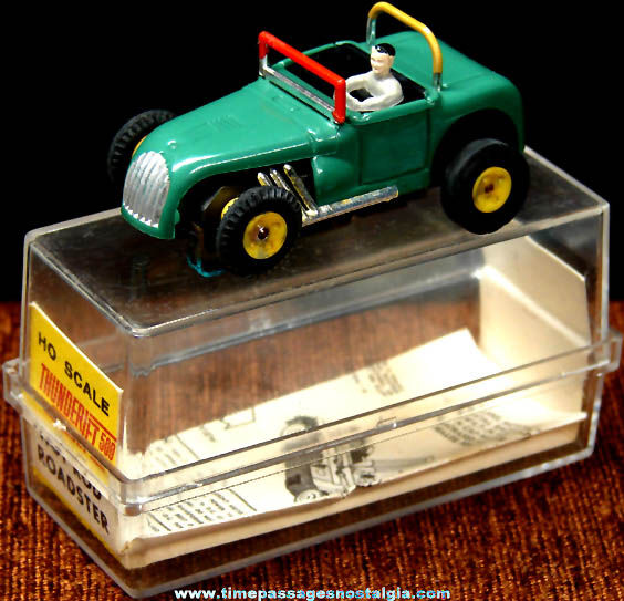 Boxed 1960s Green Hot Rod Roadster Aurora Slot Car