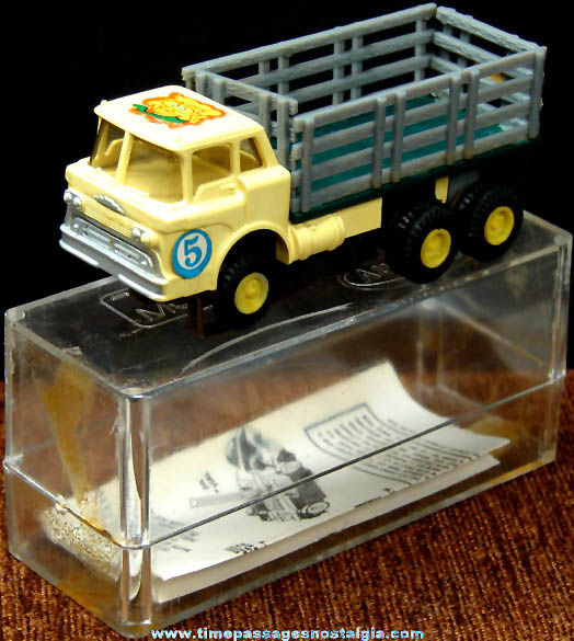 Boxed 1960s Yellow & Gray Mack Stake Truck Aurora Slot Car