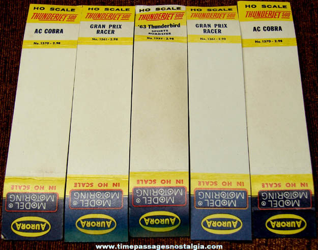 (5) 1960s Aurora Slot Car Paper Insert Labels