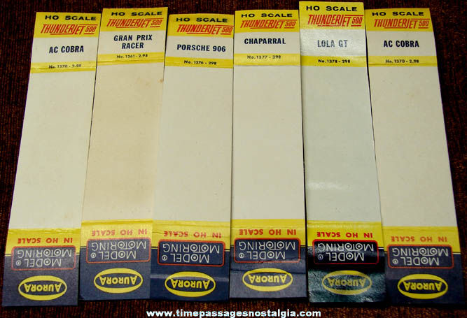 (6) 1960s Aurora Slot Car Paper Insert Labels