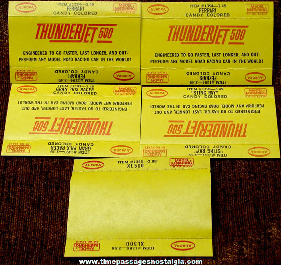 (5) 1960s Aurora Slot Car Paper Insert Labels